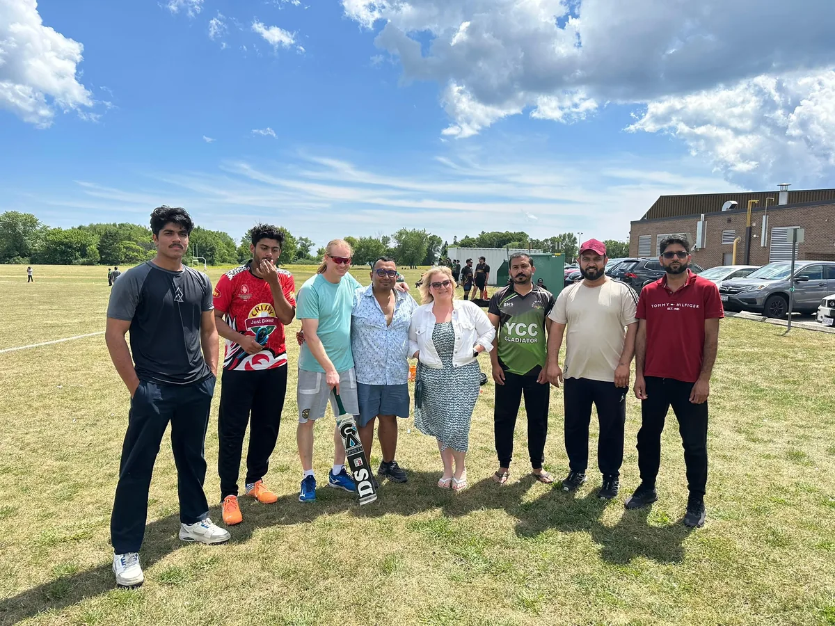 Avik Banerjee with a local cricket club in Oshawa