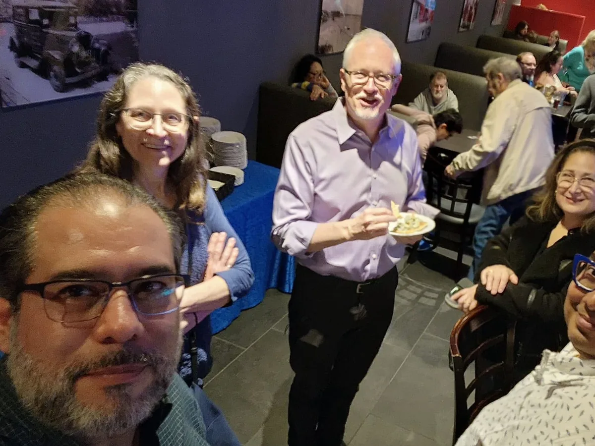 Avik Banerjee at lunch with community members in Oshawa
